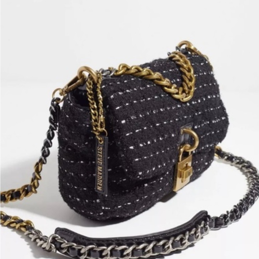NWT Steve Madden BTerrat Tweed Puff Shoulder Bag